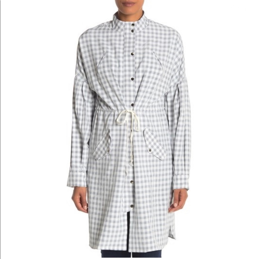 English Factory Checkered Balloon Sleeve Jacket
